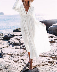 Deep V Neck Boho Maxi Dress