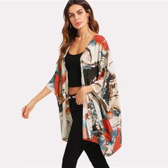 Mesh Embroidered Boho Kimono Cardigan