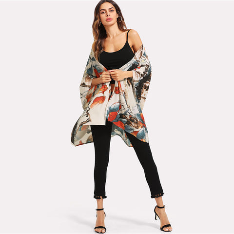 Mesh Embroidered Boho Kimono Cardigan