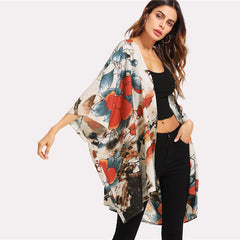 Mesh Embroidered Boho Kimono Cardigan