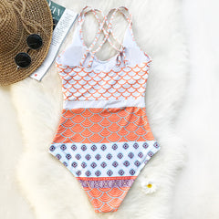 Printed Waves Mermaid Swimsuit