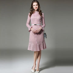 Pink Lace Slim Mermaid Dress