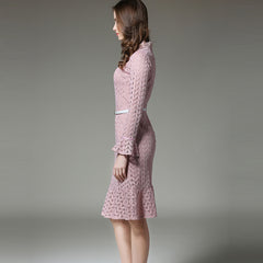 Pink Lace Slim Mermaid Dress