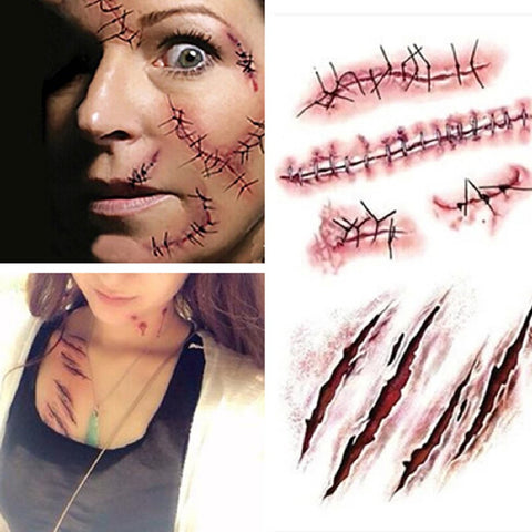 Halloween Zombie Scars Tattoos