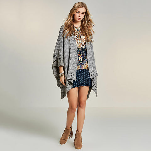 Elegant Grey Boho Sweater
