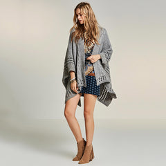 Elegant Grey Boho Sweater