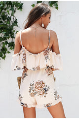 Short Shoulder Off Boho Style Jumpsuit