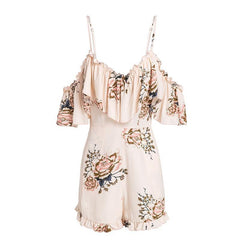 Short Shoulder Off Boho Style Jumpsuit