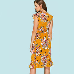 Printed Floral Fishtail Dress