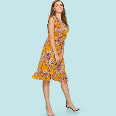 Printed Floral Fishtail Dress