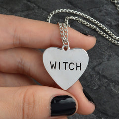Witch Engraved Heart necklace