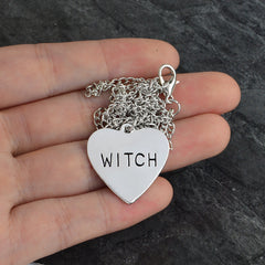 Witch Engraved Heart necklace