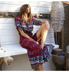 V neck Boho Style Dress