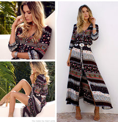 V neck Boho Style Dress
