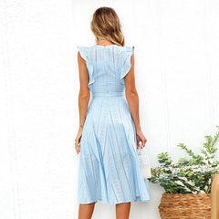 Blue White Women's Boho Dress