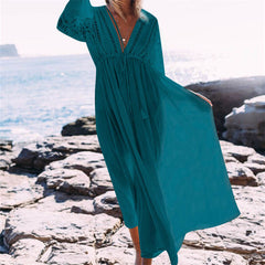 Deep V Neck Boho Maxi Dress
