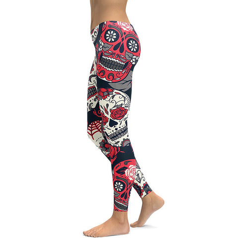 Skull Chief Feather 3D Tattoo Leggings
