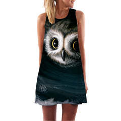 Cat Floral Printed 3D Tattoo Dress