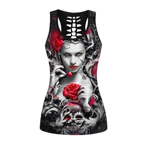 3D Tattoo Skulls Rose Tabk tops