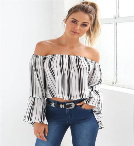 Sleeve Off Shoulder Croptop Blouse