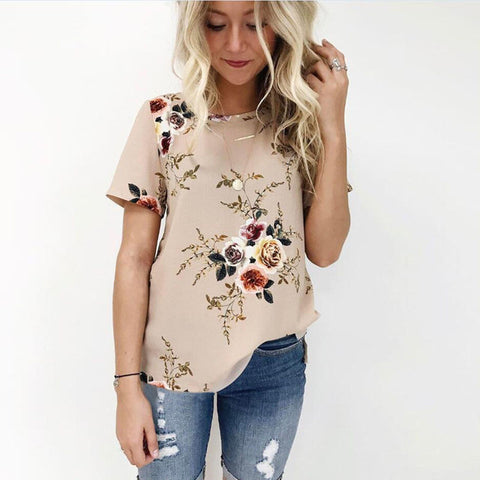 Short Sleeve Chiffon Boho Blouse