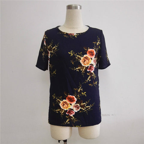 Short Sleeve Chiffon Boho Blouse