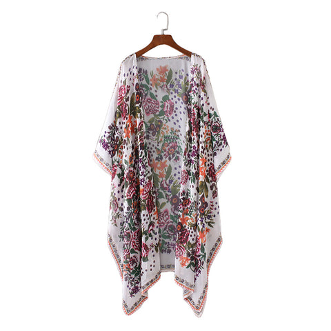 Floral Printed Boho Kimono Cardigan