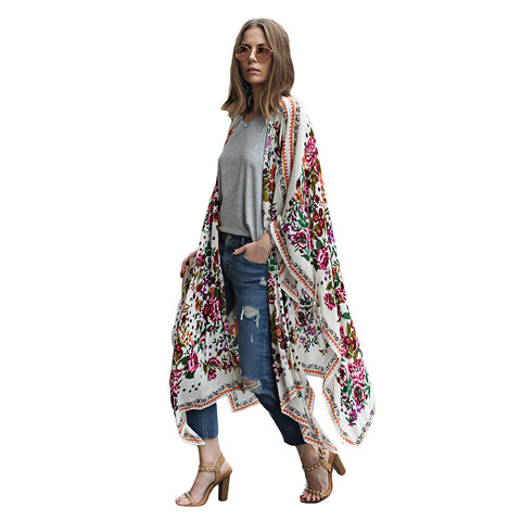 Floral Printed Boho Kimono Cardigan