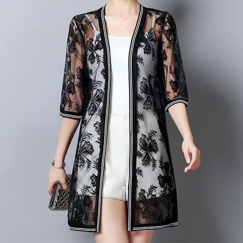 Slim Lace Kimono Cardigan Blouse
