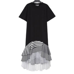 Short Sleeves Layered Mesh Dress