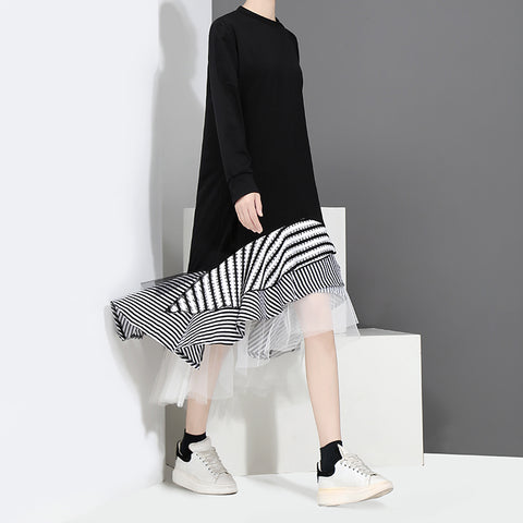 Short Sleeves Layered Mesh Dress