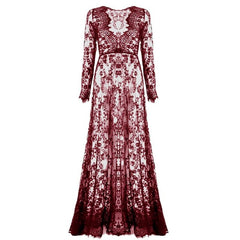 Sexy Lace Embroidery Long Dress