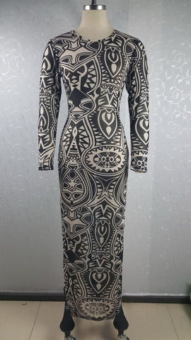 Body Printed Tattoo Tribal Dress