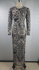 Body Printed Tattoo Tribal Dress