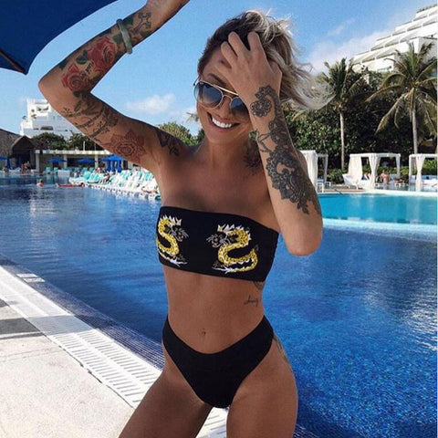 Dragon Printed Tattoo Swimwear