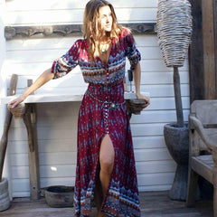 V neck Boho Style Dress