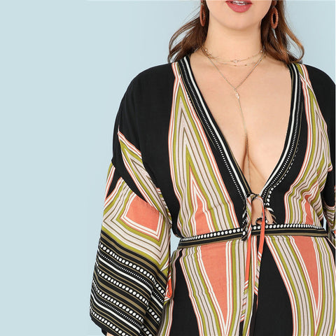 Sexy V-neck Boho Maxi Dress