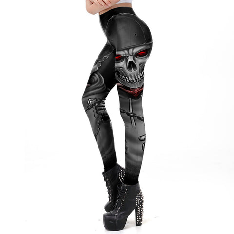 Skull Girl Rose Printed Tattoo Leggings