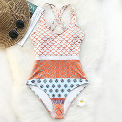 Printed Waves Mermaid Swimsuit