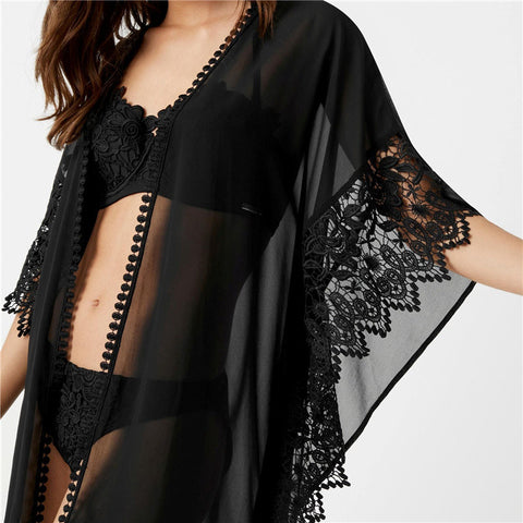 Black Embroidery Kimono 2018