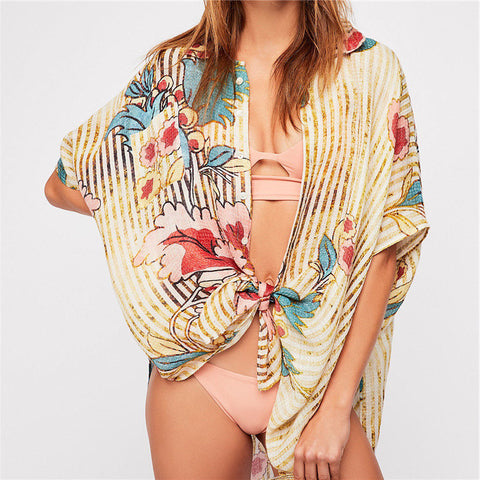 Tropical Flower Bohemian Blouse