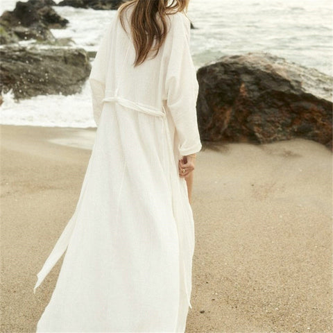 White Boho Beach Maxi Dress