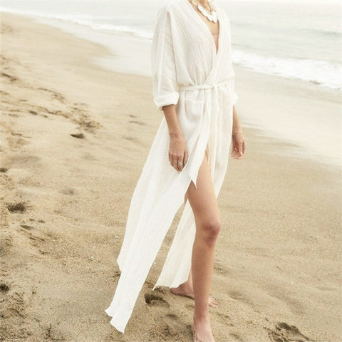 White Boho Beach Maxi Dress