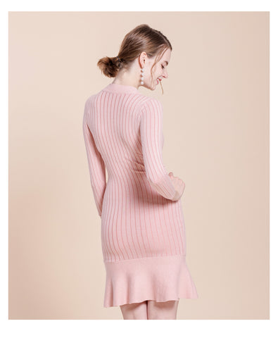Warm Knit Waist Long Fishtail Dress