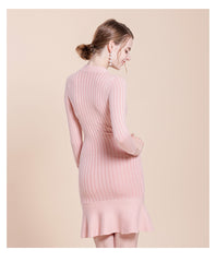 Warm Knit Waist Long Fishtail Dress