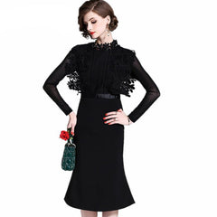 Black Lace Fishtail Dress
