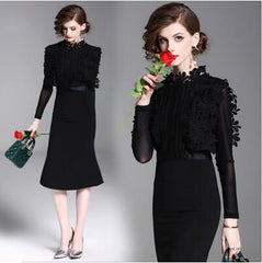Black Lace Fishtail Dress