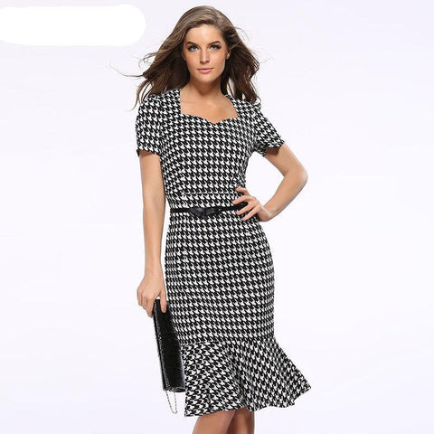 Bodycon Plaid Fishtail Dress