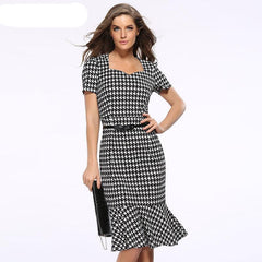 Bodycon Plaid Fishtail Dress