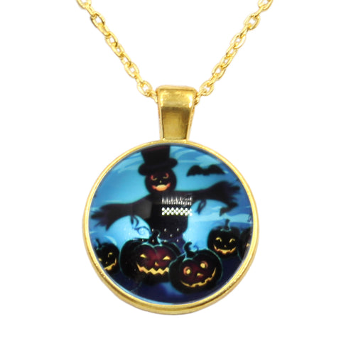 Halloween Scarecrow & Pumpkin Necklace